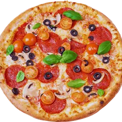 Pizza Nonloso z pepperoni, oliwkami i pomidorkami koktajlowymi – Vero Pizza Grochów